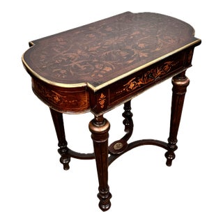 Late 19th Century Victorian Renaissance Revival Inlaid Ladies Work Table For Sale