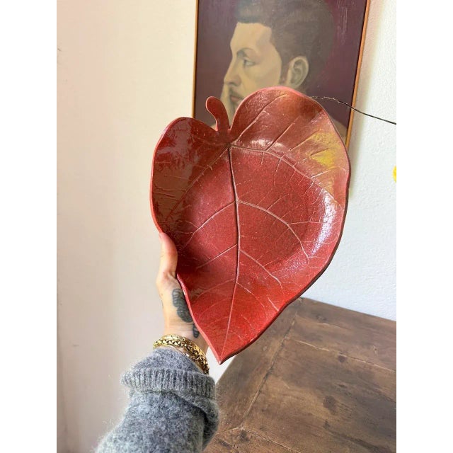 Red Leaf Ceramic Dish, 1960s For Sale - Image 16 of 18