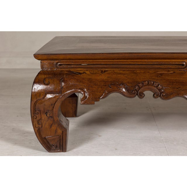 19th Century Lacquered Coffee Table with Hand-Carved Apron and Chow Legs For Sale - Image 10 of 12