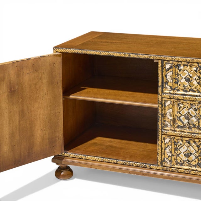 Wood John Widdicomb Mediterranean Mid Century Treasure Chest Credenza For Sale - Image 7 of 10