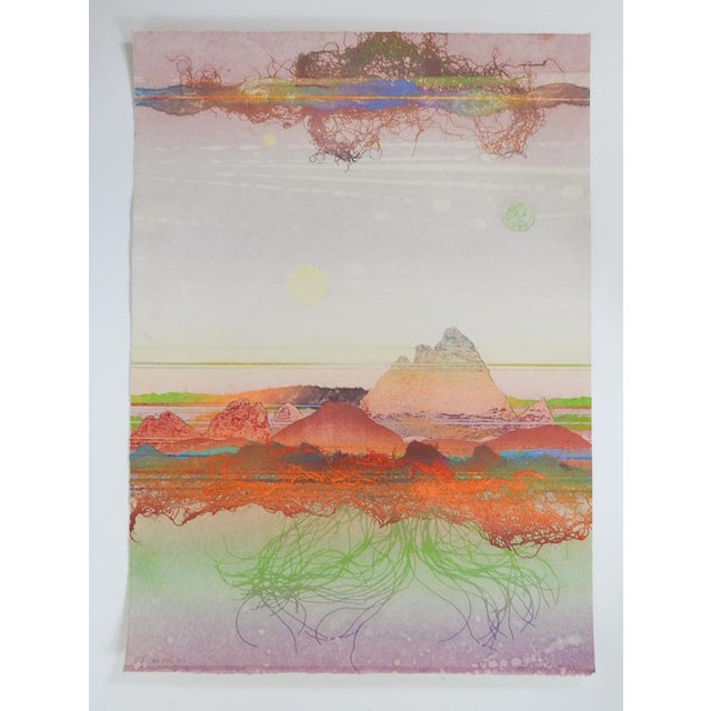 1982 Walter Crump Abstract Landscape Collograph Landscape Print For Sale - Image 4 of 5