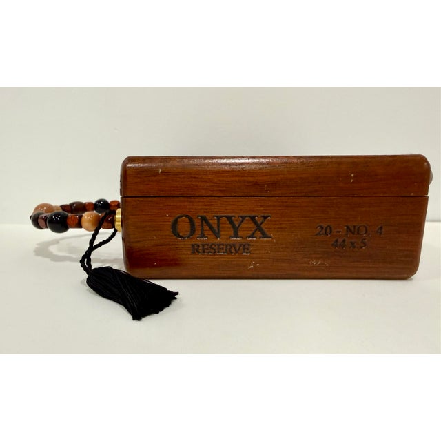 2010s Tiki MCM Wood Cigar Box Onyx Reserve Groovy Martini II Art Purse Handbag Celeste Peters For Sale - Image 5 of 9