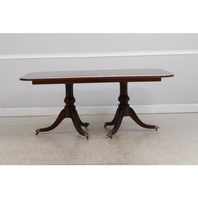 Age: Approx: 25 Years Old Details: Brass Capped Paw Feet Casters Duncan Phyfe Pedestal Base Legs Traditional Style Un-...