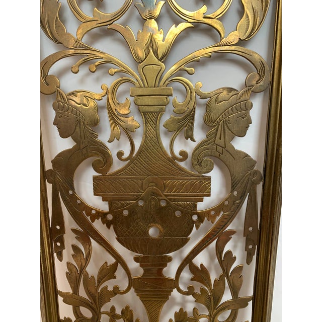 Vintage Pierced and Etched Brass Panels -A Pair For Sale - Image 4 of 13