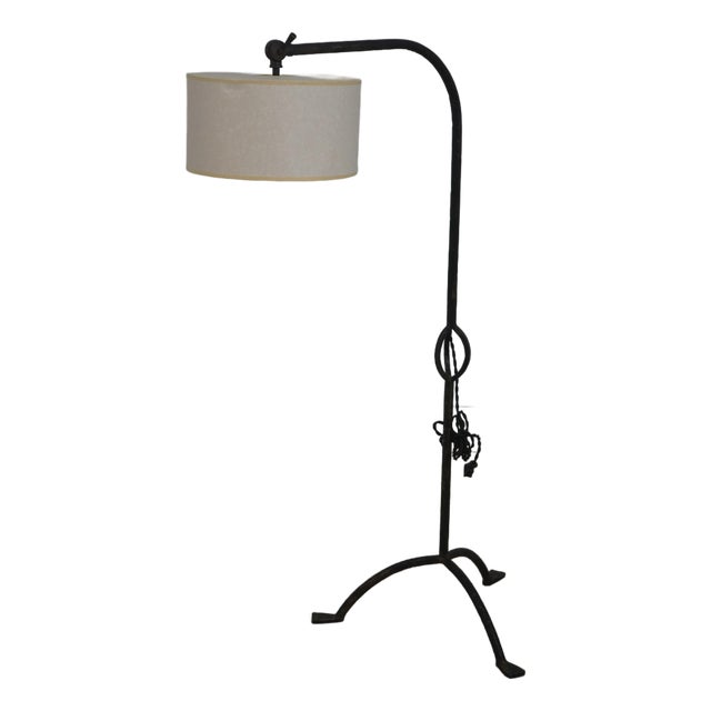 1980s Baker Wrought Iron Industrial Middletown Floor Lamp For Sale