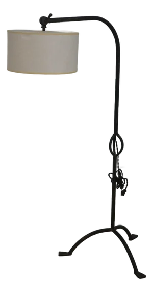 1980s Baker Wrought Iron Industrial Middletown Floor Lamp