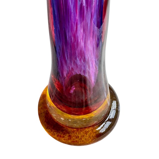 Glass Late 20th Century Post Modern Signed Hand Blown Purple Art Glass Vase For Sale - Image 7 of 15