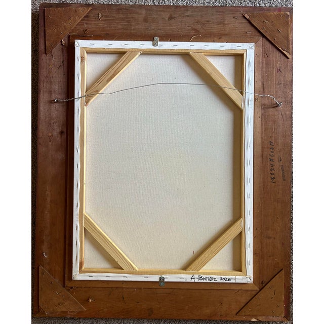 Paint Abstract Painting of a Face With Blue Eye in Vintage Frame by Alexandra Brown For Sale - Image 7 of 7