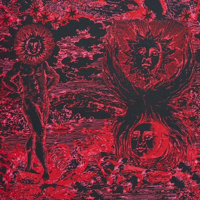 Sample - Schumacher X Johnson Hartig Modern Toile Fabric in Pink & Black For Sale