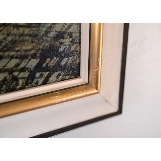 Large Mid Century Brutalist Style Paris Bridge Scene Painting For Sale - Image 10 of 12