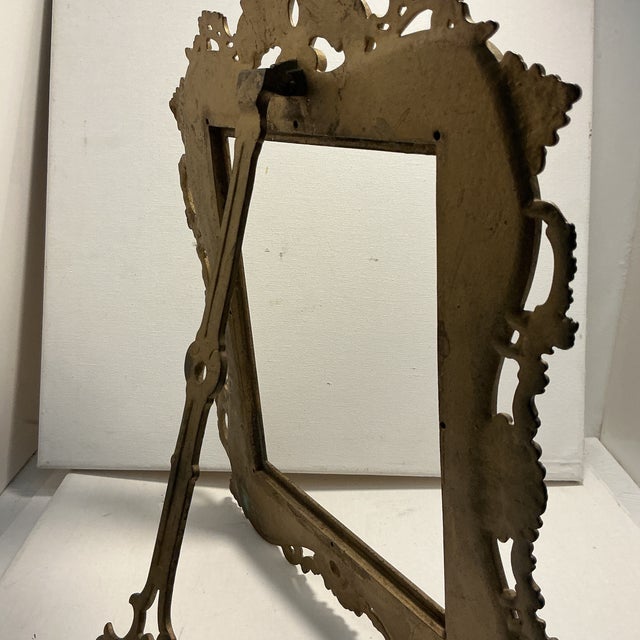 VTG Ornate Brass Metal Floral Scroll Empty Photo Picture Frame No Glass For Sale - Image 11 of 12