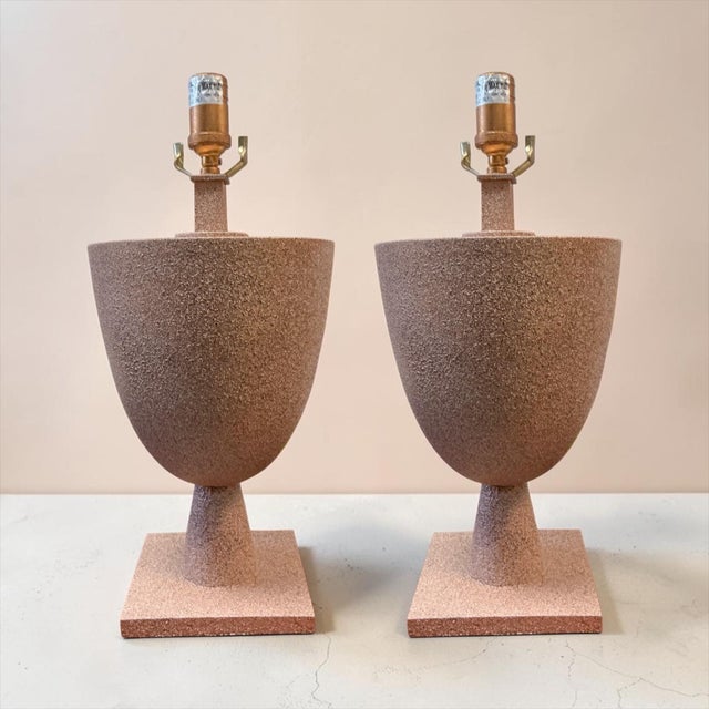 Currey & Company Organic Modern Crushed Shell Encrusted Urn Form Lamps Att. Currey & Co. - Pair For Sale - Image 4 of 4