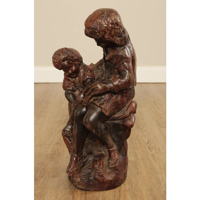 1990s Vintage Mother & Child Reading Sculpture For Sale - Image 5 of 13