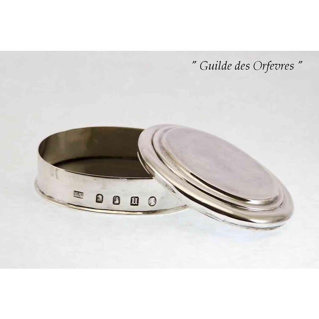 1920s Vintage Sterling Silver Oval Snuff Box, Britania Standard. For Sale - Image 5 of 8