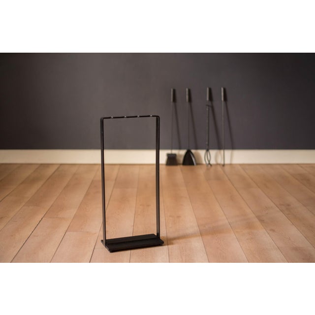 Metal Mid Century Modern Four-Piece Fireplace Tool Set With Stand by Pilgrim For Sale - Image 7 of 8