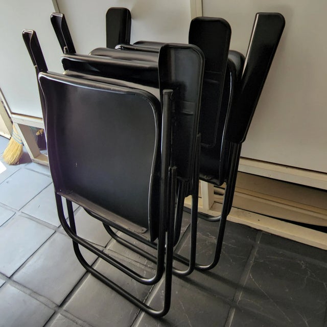 Metal Vintage Samson Folding Chairs Russel Wright Shwayder Bros Inc 1950s For Sale - Image 7 of 13