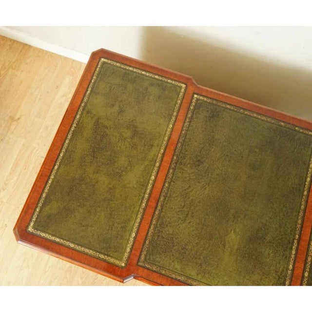 Animal Skin Twin Pedestal Desk with Green Leather Top by E. G. Hudson For Sale - Image 7 of 13