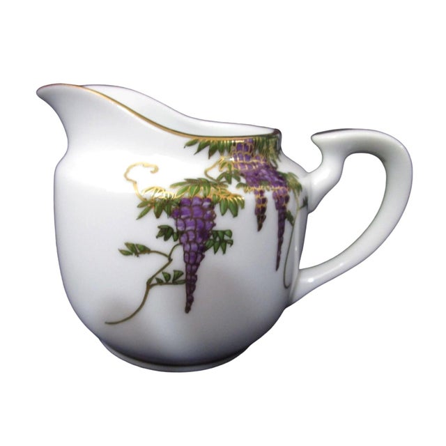 1950s Koshida Wisteria Garland Hand Painted Creamer Cream Jug, Japan For Sale - Image 12 of 12