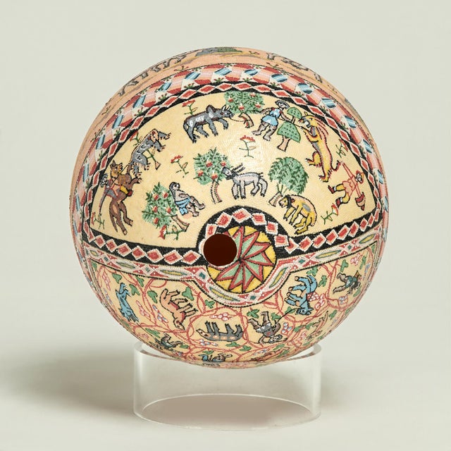 Vintage Moroccan Decorated Ostrich Egg For Sale In West Palm - Image 6 of 7