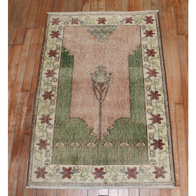 Early 21st Century Zabihi Collection Worn Turkish Prayer Rug - 2'10" x 4'1" For Sale - Image 14 of 18