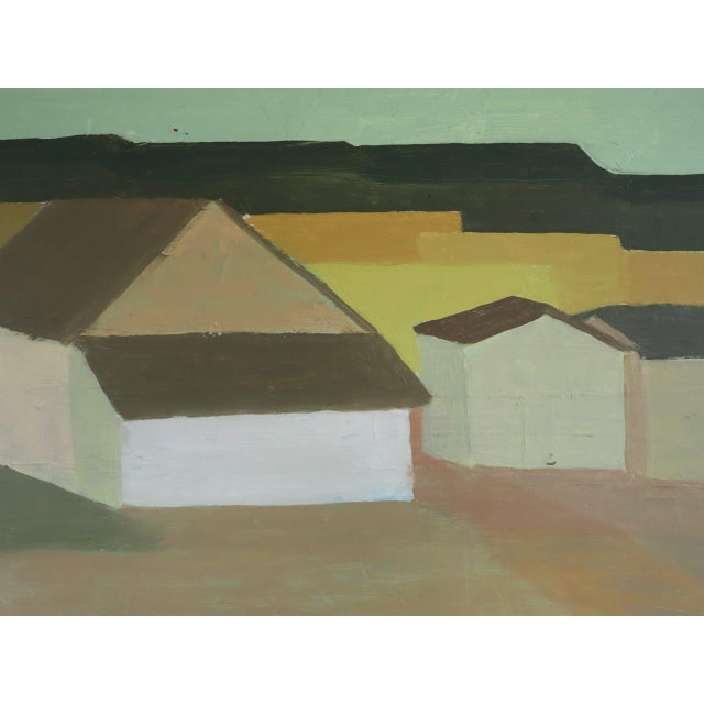 1967 Mid-Century Modern 'Golden Fields' Vintage Swedish Geometric Abstract Landscape Oil Painting, Framed For Sale - Image 13 of 15