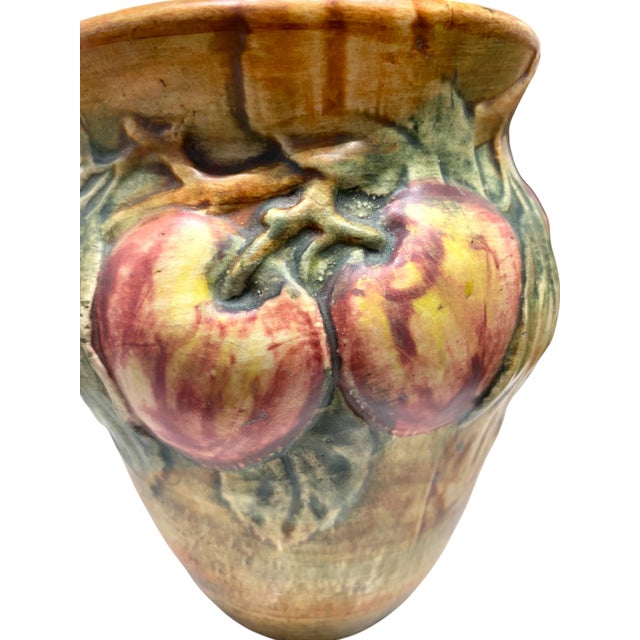 Red Pair of Weller Art Pottery Baldin Pattern Apple Vases – Hand Painted – Early 20th Century For Sale - Image 8 of 12
