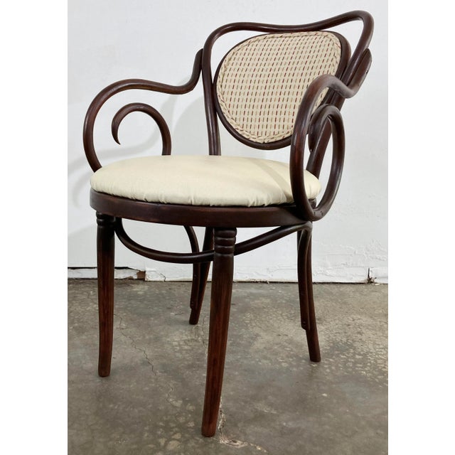Brown Antique Bentwood Arm Chairs With Leather Seats, Set of 4 For Sale - Image 8 of 12