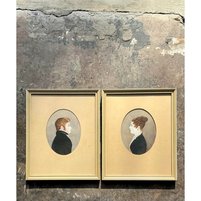 Vintage Regency Profile Portraits on Paper For Sale - Image 9 of 12