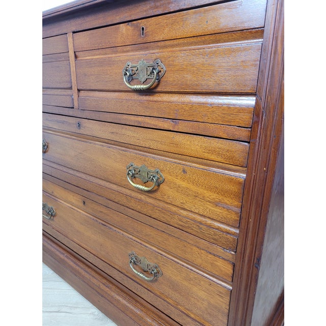 Edwardian Walnut 2 Over 3 Chest of Drawers with Drop Handles, 1910s For Sale - Image 6 of 18
