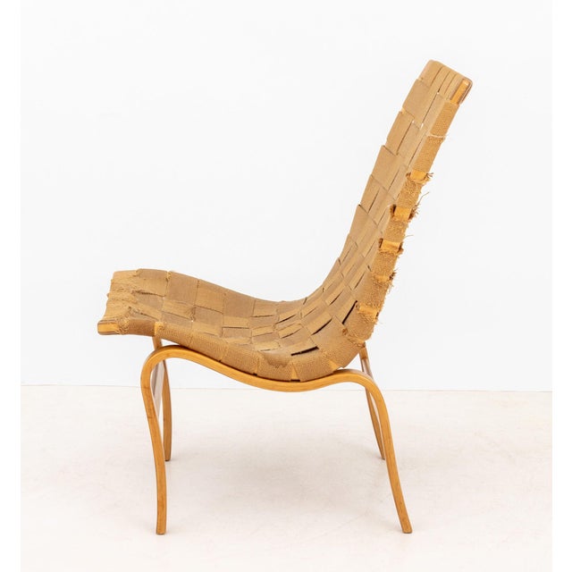Bruno Mathsson "Eva" Woven Cotton and Beech Side Chair For Sale In New York - Image 6 of 9