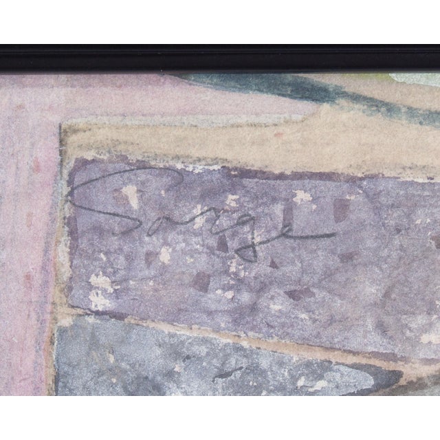 Blue 1960s Mixed Media Painting of an Interior by Walter Sorge For Sale - Image 8 of 9