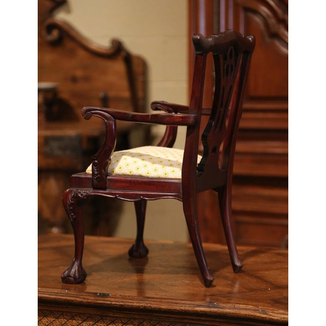English Mahogany Chippendale Doll Armchair With Upholstered Seat For Sale - Image 4 of 8