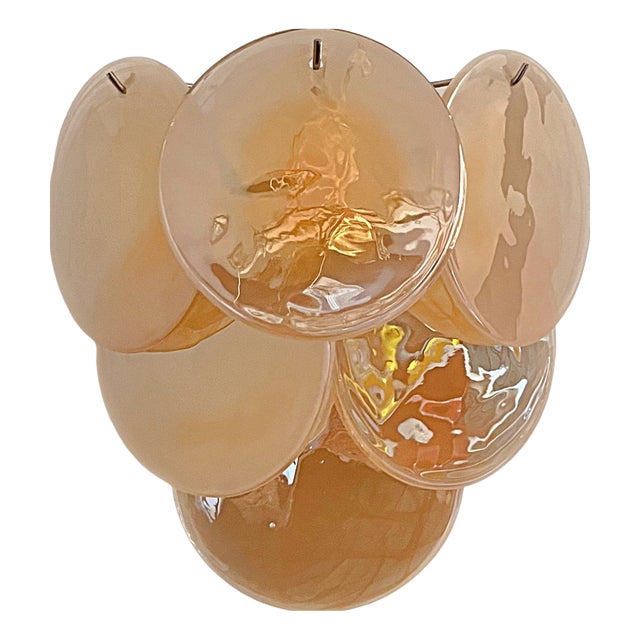 Glass Wall Sconces with Six Alabaster Gold Disks, 1990s, Set of 2 For Sale