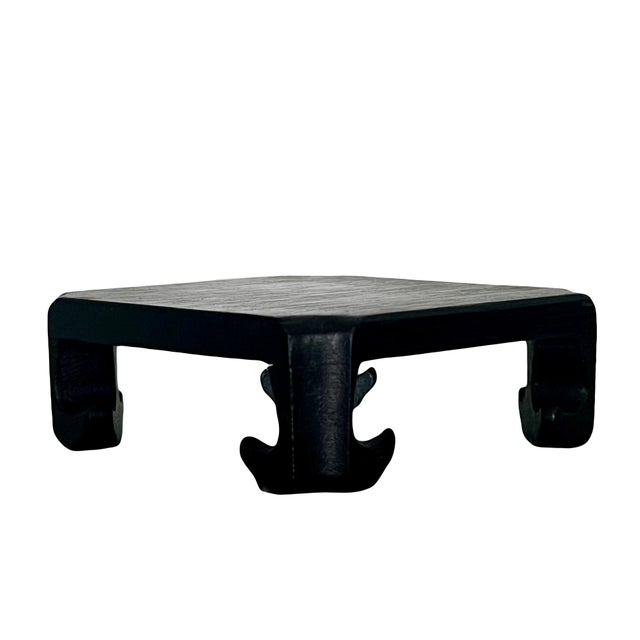 Chinoiserie 1980's Vintage Chinese Dark Brown Ebony Ming Style Wood Display Stand Pedestal, Square 4" For Sale - Image 3 of 6