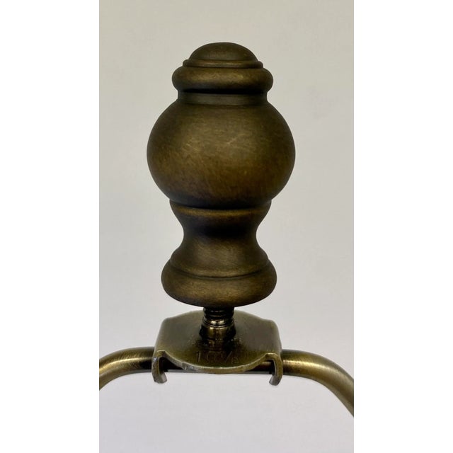 Blue and White Porcelain Tea Jar Table Lamp Decorated With an Asian Landscape Scene Resting on a Wooden Base With Cream Colored Lampshade For Sale - Image 12 of 13