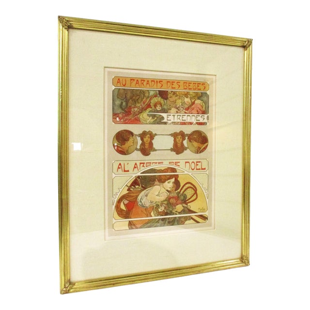 Alphonse Mucha "Au Paradis Des Bebes" Lithograph 1902 Paris For Sale