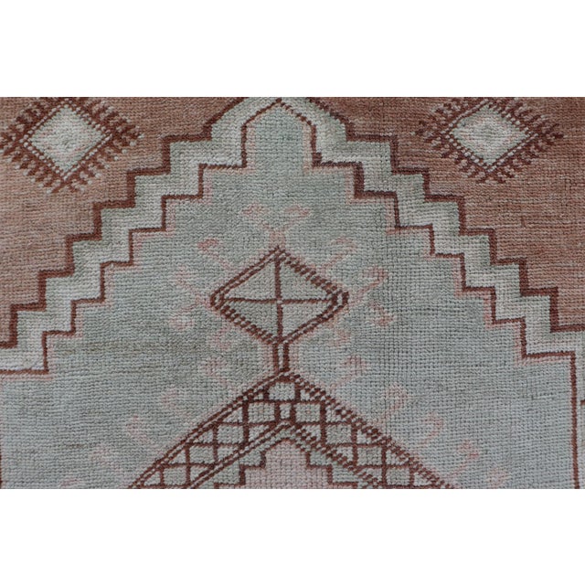 Brown Vintage Turkish Oushak Rug With Traditional Design in Muted Blue, Brown, Salmon 3'6 X 5'7 For Sale - Image 8 of 11