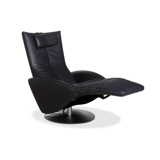 FSM Mate Leather Armchair in Dark Blue with Electric Function Battery Recliner For Sale - Image 5 of 12