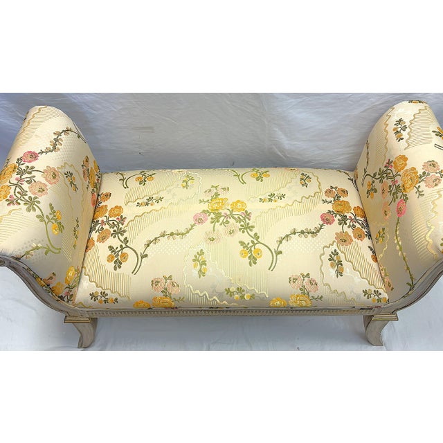 Vintage Francisco Hurtado Rolled Arm Upholstered Bench Made in Spain For Sale - Image 10 of 15