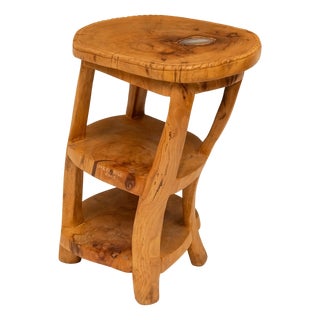 Organic Sculptural Olive Wood & Agate Side Table from Pierre Decorse, 2005 For Sale