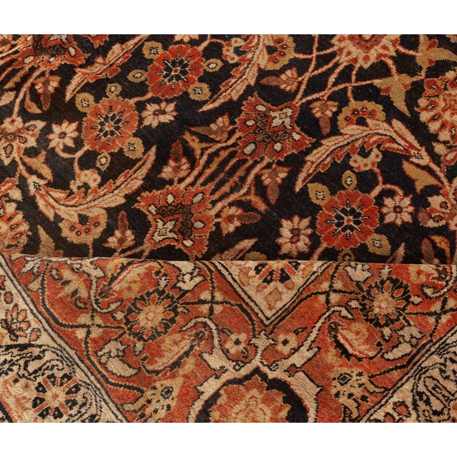 Authentic 19th Century Persian Kirman Botanic Handmade Wool Rug For Sale - Image 9 of 9