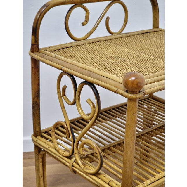 Light Yellow Vintage Rattan and Vienna Straw Bedside Tables, 1960s, Set of 2 For Sale - Image 8 of 10