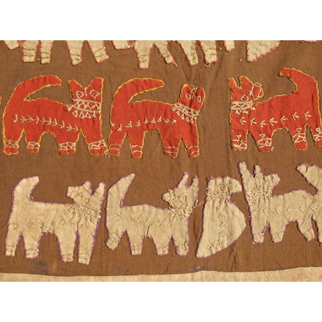 Antique Textile Tapestry With Elephant, Horses, People, Animals & Trees 4'11 X 7'4 For Sale - Image 9 of 9