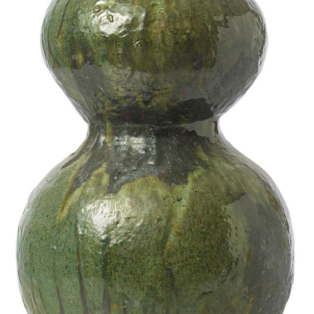 Tamegroute Green Glazed Triple-Gourd Vase | Handmade | One of a Kind For Sale - Image 4 of 7