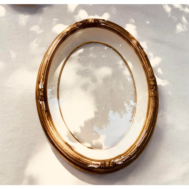 Magnificent French Empire Style Gilt Wood Oval Shadowbox Portrait Frame - The Shabbiest of Chic Elegance For Sale - Image 6 of 12