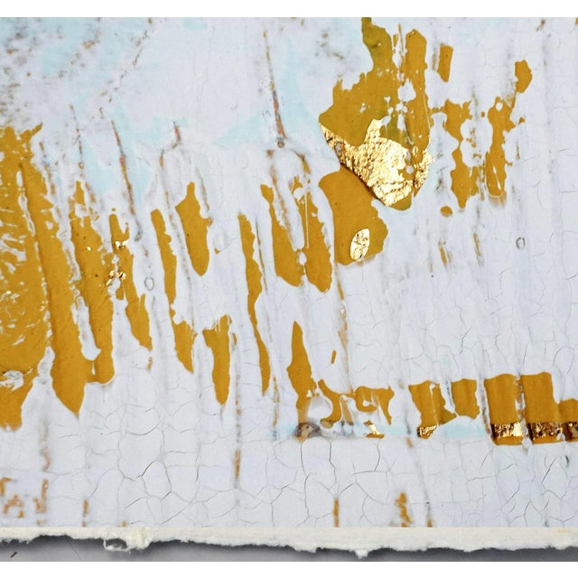 "Marvel.II" Contemporary Minimalist Abstract With Gold Leaf Painting, Framed For Sale - Image 4 of 5