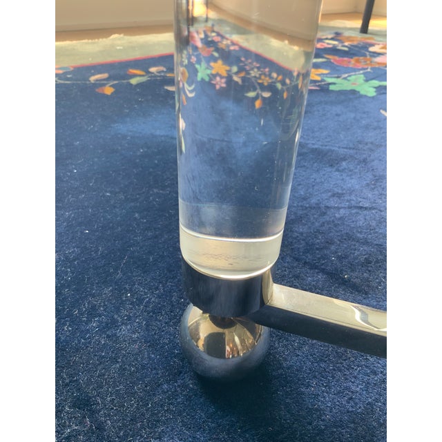 Charles Hollis Jones Charles Hollis Jones Nickel/Chrome and Lucite Treillage Cocktail Table For Sale - Image 4 of 14