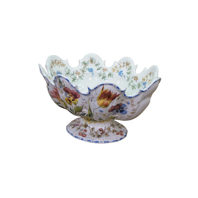 A very large and impressive antique Italian majolica, faience pottery centerpiece monteith bowl, compote, or punch bowl...