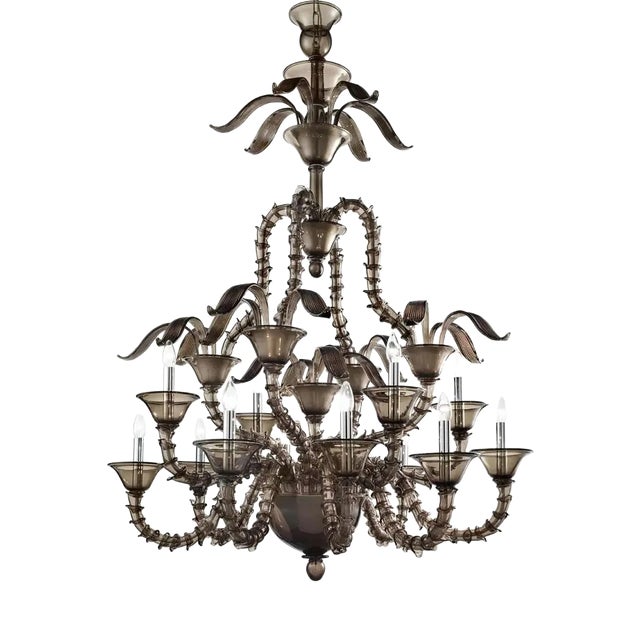 Handcrafted Modern Fumé Murano Glass Chandelier by Simoeng For Sale