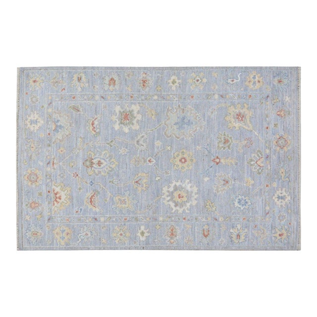Turkish Oushak Hand Knotted Wool Rug, 4'x6' For Sale
